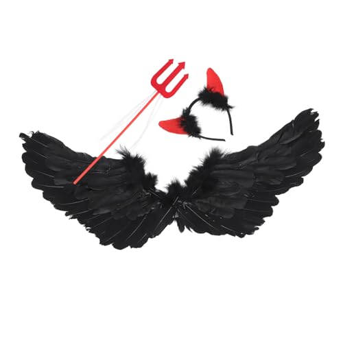 VANZACK Hochwertiges Halloween Kostüm mit Schwarzen Teufelsflügeln aus Federn Bequemes Role Play Outfit für Mädchen für Karneval Bühnenauftritte Partys und Festivalverkleidung VANZACK Hochwertiges Halloween Kostüm mit Schwarzen Teufelsflügeln aus Federn Bequemes Role Play Outfit für Mädchen für Karneval Bühnenauftritte Partys und Festivalverkleidung von VANZACK