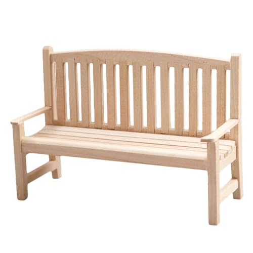 VANZACK Holz Garten Doppelsitz Mini Stuhl Realistisch Robust Glatte Oberfläche Vielseitig Für Puppenhaus Mikro Landschaft Schlafzimmer Ornament von VANZACK