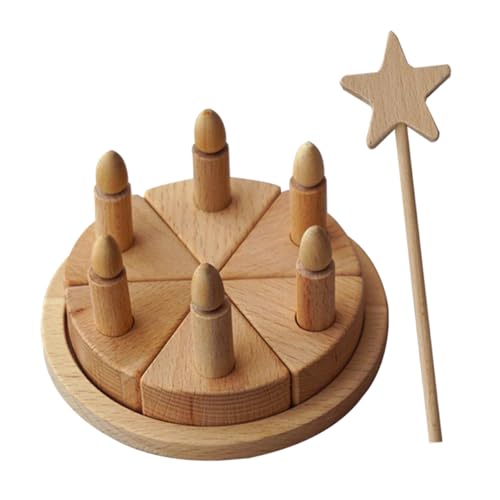 VANZACK Holz Geburtstagstorte Spielset Buntes DIY Kuchen Dekorationsspielzeug für Kreative Handkoordination Fantasie und Rollenspiel von VANZACK