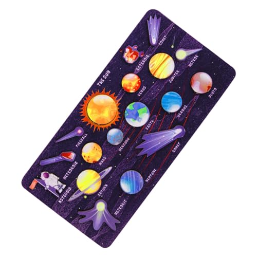 VANZACK Holz Sonnensystem Puzzle für Kleinkinder Solar System Lernspielzeug mit Einlegeplatten Pädagogisches Weltraumspielzeug Form Farberkennung Gedächtnis und Feinmotorik von VANZACK