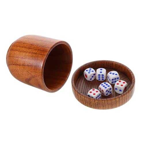 VANZACK Holz Würfelbecher mit Deckel und Würfeln Langlebiger Würfel Shaker für Ktv Bar Partyspiele Robustes Spielzubehör für Gesellige Spielrunden von VANZACK