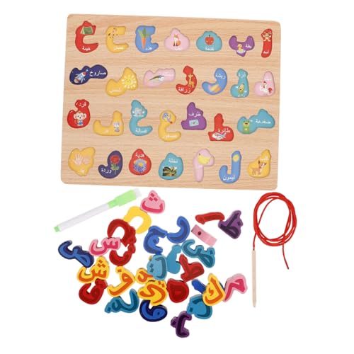 VANZACK Holzpuzzle Arabisches Alphabet Pädagogisch Holztafel Lernspielzeug Vorschule Feinmotorik und Sprachverständnis Montessori Lernmaterial von VANZACK