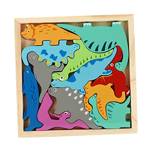 VANZACK Holzpuzzle Dinosaurier Lernspielzeug Stabiles Fallfestes Holzspiel für Kleinkinder Pädagogisches Steckspiel zur Kognitiven Glatte Oberfläche Sicher für Jungen und Mädchen von VANZACK