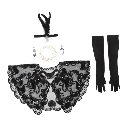 VANZACK Jahre Vintage Flapper Kostümset mit Handschuhen und Schal Elegantes Accessoires Set für Hochzeiten und Partys und Kopfband und von VANZACK