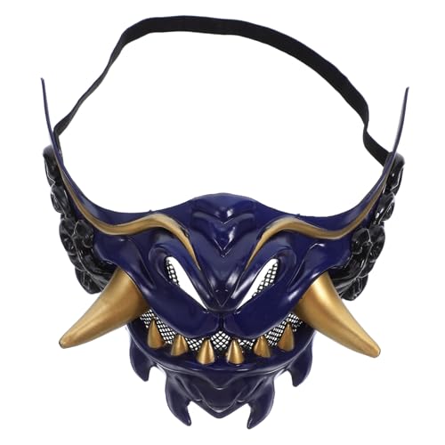 VANZACK Japanische Dämonenmaske Prajna Halbgesichtsmaske für Halloween Cosplay Samurai Kostüm Unisex Verstellbar Horror Maske für Party und Rollenspiel VANZACK Japanische Dämonenmaske Prajna Halbgesichtsmaske für Halloween Cosplay Samurai Kostüm Unisex Verstellbar Horror Maske für Party und Rollenspiel von VANZACK