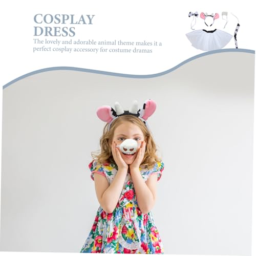 VANZACK Kindergarten Kuh Kostüm mit Süßem Stirnband Fliege und Rock Leichtes Tragbares Cosplay Zubehör für Kindergeburtstag und Rollenspiele VANZACK Kindergarten Kuh Kostüm mit Süßem Stirnband Fliege und Rock Leichtes Tragbares Cosplay Zubehör für Kindergeburtstag und Rollenspiele von VANZACK