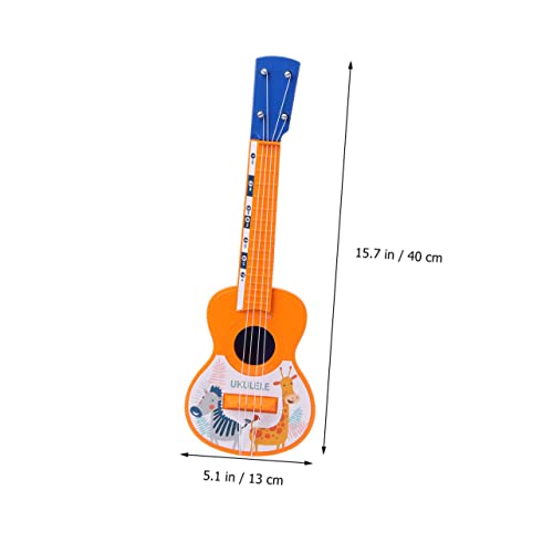 VANZACK Kinderspielzeug Ukulele Saitige Kleine Gitarre mit Süßem Cartoon Tiermotiv Farbenfrohes Lerninstrument Fantasie und Gehörentwicklung Geeignet für Drinnen und Zufällige Farbe von VANZACK