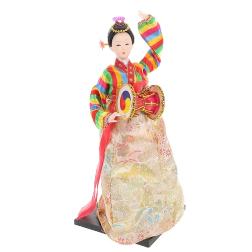 VANZACK Koreanische Hanbok Puppe Handgefertigt Traditionelle Seidenfigur Dekorativ Einzigartige Sammlerfigur für Kulturfreunde Wohnzimmer Schreibtisch von VANZACK