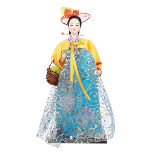 VANZACK Koreanische Hanbok Seidenpuppe Handgefertigte Traditionelle Stoffpuppe Desktop Dekoration Koreanisches Kunsthandwerk Geschenk für Sammler und Kulturfreunde von VANZACK