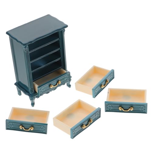 VANZACK Miniatur Möbel Für Puppenhäuser Farbenfroher Blauer Spielzeug Schrank Für Junge Mädchen Realistische Detailreiche Kommode Für Fantasievolles Rollenspiel Und Dekoration von VANZACK