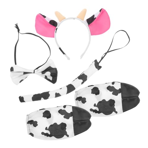 VANZACK Kuh Kostüm Set für Karneval mit Niedlichem Cosplay Haarreif und Schleife Weiches Material Bequem und Langlebig für Halloween und Mottopartys von VANZACK