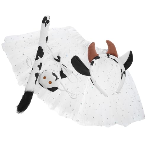 VANZACK Kuh Kostüm mit Weichem Stirnband Abnehmbarem Schleife und Tutu rock Niedliches Tierkostüm Zubehör für Halloween Karneval Cosplay und Themenpartys VANZACK Kuh Kostüm mit Weichem Stirnband Abnehmbarem Schleife und Tutu rock Niedliches Tierkostüm Zubehör für Halloween Karneval Cosplay und Themenpartys von VANZACK
