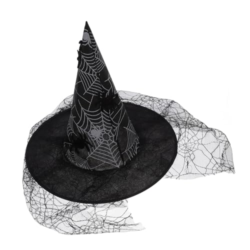 VANZACK Lace Hexenhut mit Breiter Krempe für Damen Halloween Kostüm Zubehör Dekorativer Partyhut Wiederverwendbar Stabil für Hexen Cosplay und Halloween Mottoparty VANZACK Lace Hexenhut mit Breiter Krempe für Damen Halloween Kostüm Zubehör Dekorativer Partyhut Wiederverwendbar Stabil für Hexen Cosplay und Halloween Mottoparty von VANZACK