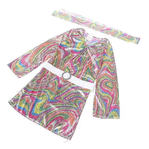 VANZACK Langarm Retro Kleid für Mädchen Vintage Disco Kostüm mit Stirnband Bequemes Hippie Outfit für Karneval Mottoparty Bühnenauftritte und Fasching VANZACK Langarm Retro Kleid für Mädchen Vintage Disco Kostüm mit Stirnband Bequemes Hippie Outfit für Karneval Mottoparty Bühnenauftritte und Fasching von VANZACK