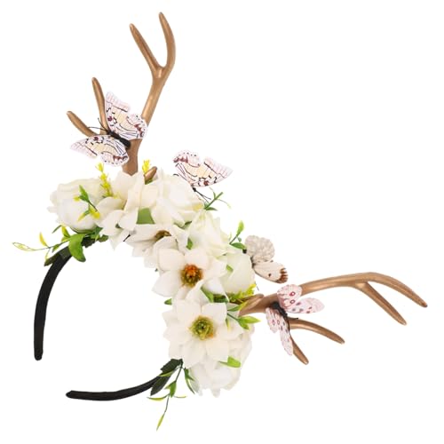 VANZACK Leichtes Übergroßes Hirschgeweih-haarband mit Schmetterlingsblumen Festliches Rentier-kostüm-accessoire für Weihnachten Halloween und festliche Feiern VANZACK Leichtes Übergroßes Hirschgeweih-haarband mit Schmetterlingsblumen Festliches Rentier-kostüm-accessoire für Weihnachten Halloween und festliche Feiern von VANZACK