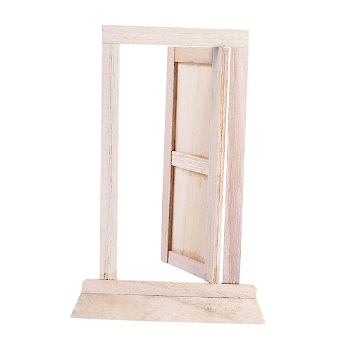 VANZACK Maßstab DIY Puppenhaus Tür aus Unbehandeltem Holz mit Linienstruktur Mini Haus Dekoration Zufällige Farbe Geeignet für Puppenhaus Zubehör und Kinderzimmer Deko von VANZACK