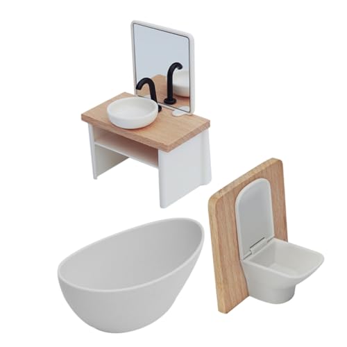 VANZACK Maßstab Dusche Waschbecken Toilette Rollenspiel Dekoration Stabile Kunststoff Holz Materialien von VANZACK