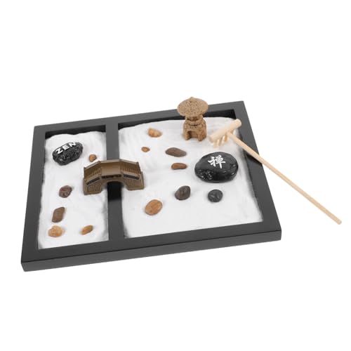 VANZACK Meditationsgarten Dekoration mit Sand und Kunststeinen Elegantes Zen für Büro und Zuhause Miniaturlandschaft für Kreative für Freunde von VANZACK