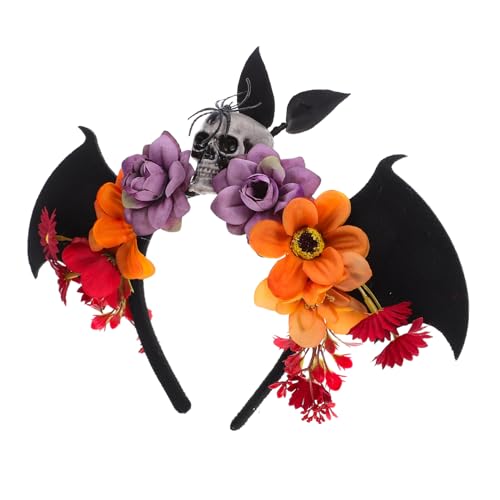 VANZACK Mexikanisches Day Of The Dead Haarband mit Künstlichen Blumen Totenkopf und Schwarzen Fledermausflügeln Halloween Kopfschmuck für Karneval Maskenball Fasching und Kostümparty VANZACK Mexikanisches Day Of The Dead Haarband mit Künstlichen Blumen Totenkopf und Schwarzen Fledermausflügeln Halloween Kopfschmuck für Karneval Maskenball Fasching und Kostümparty von VANZACK
