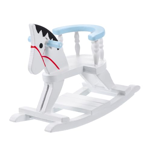 VANZACK Mini Holzstuhl Modell Puppenhaus Möbel Dekoration Miniatur Holzpferd Stuhl Blau Sicheres Material Vielseitig für Puppenzimmer und Desktop Ornamente von VANZACK
