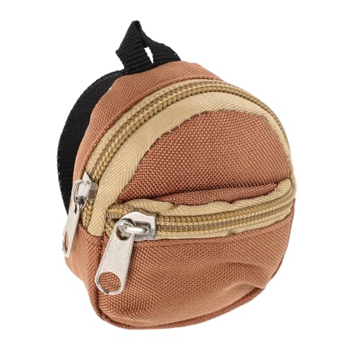 VANZACK Mini Puppenrucksack mit Reißverschluss Leichter Miniatur Rucksack für Puppenzubehör Tragbar für Fördert Kreativität und Fantasievolles Spiel Kompakt und Stilvoll in Hellbraun von VANZACK