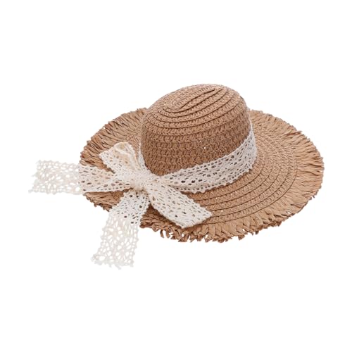 VANZACK Mini Strohhut Damen Miniatur Strohhut mit Spitzband für Puppen Hunde und DIY Bastelprojekte Vielseitige Mini Dekoration für Party und Puppenhaus von VANZACK