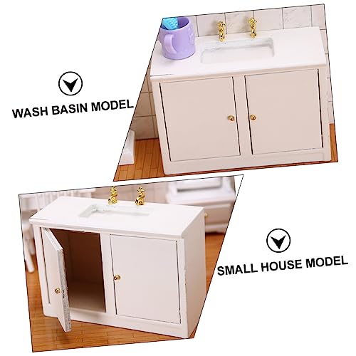 VANZACK Mini Waschbecken Modell mit Schrank Kleines Puppenhaus Möbel Ornament Detailgetreues Badezimmer Waschbecken für Mini Doll Leichtes und Sicheres Dekorationsobjekt von VANZACK