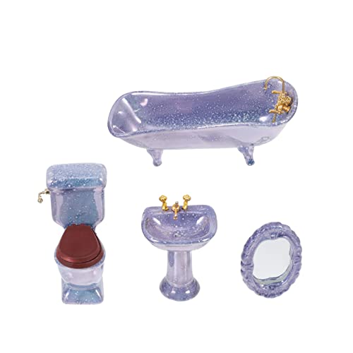 VANZACK Miniatur Badezimmer Möbel Teiliges Keramik Puppenhaus Zubehör Blau Kleine Hausdekoration für Realistisches Mini Möbel Modell von VANZACK