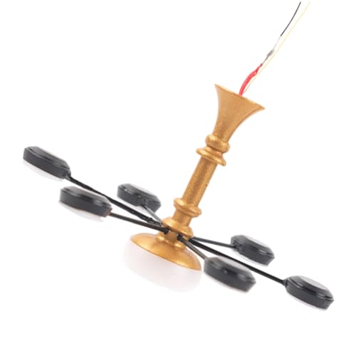 VANZACK Miniatur Deckenleuchte Miniatur Kronleuchter Modellleuchte für Puppenhaus Wohnzimmer Miniaturbeleuchtung Weißes Licht Gold Schwarz Tiny House Lamp von VANZACK