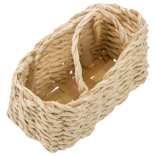 VANZACK Miniatur Geflochtener Rattan Aufbewahrungskorb mit Henkel Kleiner Miniaturkorb für Puppenhaus und Mikro Landschaft Dekoratives Miniaturzubehör für DIY Mini Haus Realistisches Mini von VANZACK