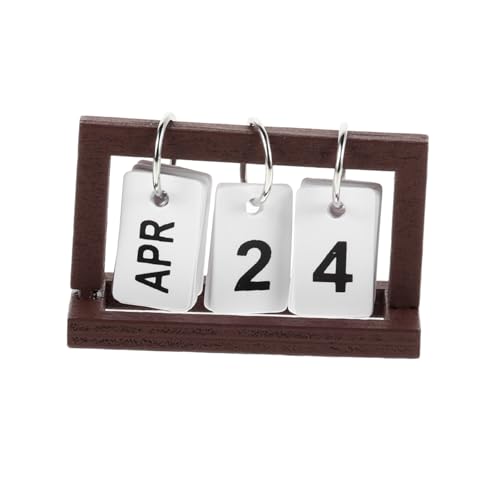 VANZACK Miniatur Holz Tischkalender für Puppenhaus Dekorativer Funktionaler Flip Kalender für Kleine Räume und Realistische Details für Rollenspiele und Kreative Dekoration von VANZACK