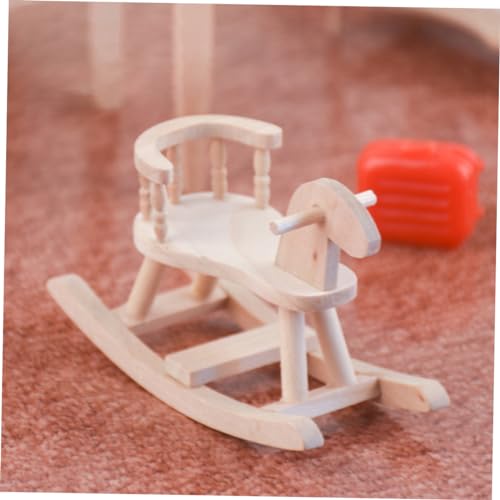 VANZACK Miniatur Holzpferd Stuhl Puppenhaus Möbel Miniaturstuhl Holz Modell für Wohnzimmer Schlafzimmer Küche Dekoration Puppenzubehör von VANZACK