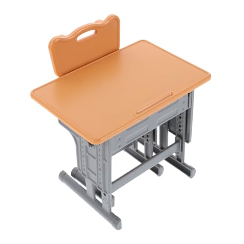 VANZACK Miniatur Modellmöbel Schulbedarf Für Mini Schultisch Für Puppen Puppenhausmöbel Tisch Miniatur Puppenhausmöbel Und Zubehör Puppenhausschreibtisch Orangefarbener Kunststoff von VANZACK