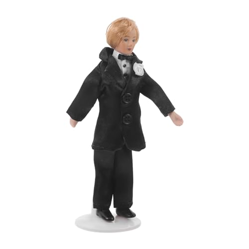VANZACK Miniatur Puppenhaus Bräutigam Figur aus Keramik Detailreiche Miniatur Menschenfigur Realistische Porzellan Puppe Dekoratives Mini Szene Zubehör Geeignet für Puppenstube und von VANZACK
