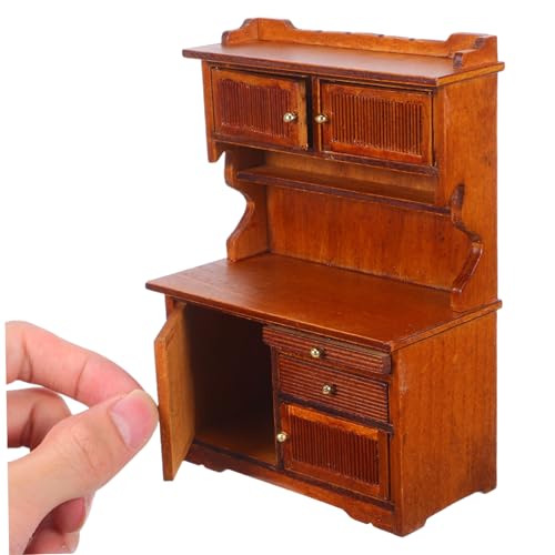 VANZACK Miniatur Puppenhaus Bücherregal aus Holz mit Doppeltür Retro DIY Schrank Möbelmodell Vielseitige Aufbewahrung und Einfache Montage für Puppenhaus Dekoration von VANZACK