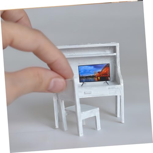 VANZACK Miniatur Puppenhaus Fernseher Zubehör mit Realistischem LCD Bildschirm Modell für Wohnzimmer Dekoration Kompatibel mit Puppenhaus Möbel von VANZACK