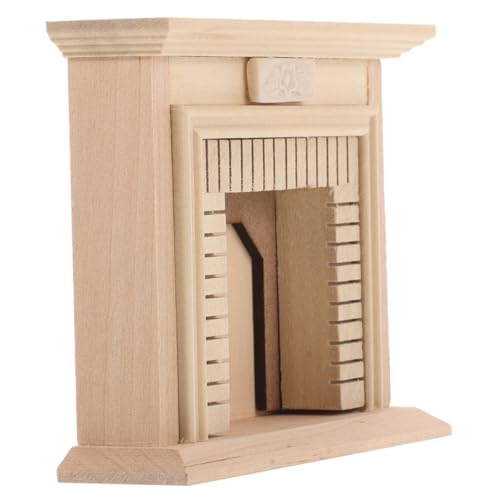 VANZACK Miniatur Puppenhaus Kaminofen aus Holz Unbemalt Leichte DIY Mini Möbeldekoration für Puppenhaus für Kreative Bastelprojekte von VANZACK