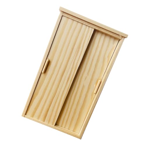 VANZACK Miniatur Puppenhaus Kleiderschrank Holz Vintage Miniaturmöbel Schrank Spielmöbel für Puppenhaus Schlafzimmer Dekoration Hellgelb von VANZACK
