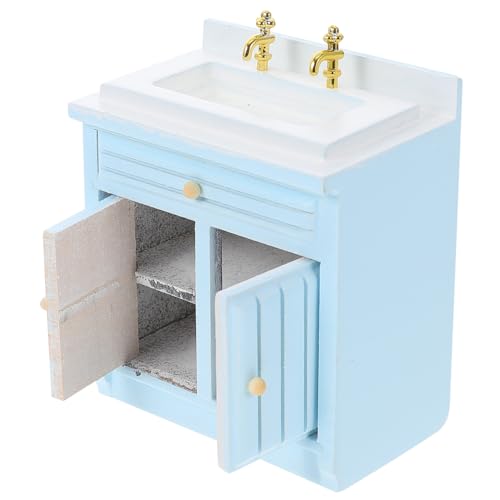 VANZACK Miniatur Puppenhaus Küchenmodell aus Holz Blauer Mini Spülbecken Moderne Puppenhaus Dekoration Verschleißfest und Leicht für Miniaturhaus Landschaft VANZACK Miniatur Puppenhaus Küchenmodell aus Holz Blauer Mini Spülbecken Moderne Puppenhaus Dekoration Verschleißfest und Leicht für Miniaturhaus Landschaft von VANZACK