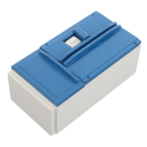 VANZACK Miniatur Puppenhaus Kühlschrank Weiß Blau Doppeltüriges Mini Kühlschrank Modell Realistische Miniatur Küchenmöbel für Rollenspiel und Sammler Kompakt und Funktional von VANZACK