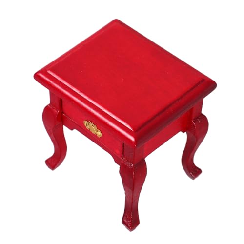 VANZACK Miniatur Puppenhaus Nachttisch mit Schublade Französischer Landhausstil Kleiner Beistelltisch für Schlafzimmer Wohnzimmer Vielseitiger Miniaturmöbel Schrank von VANZACK