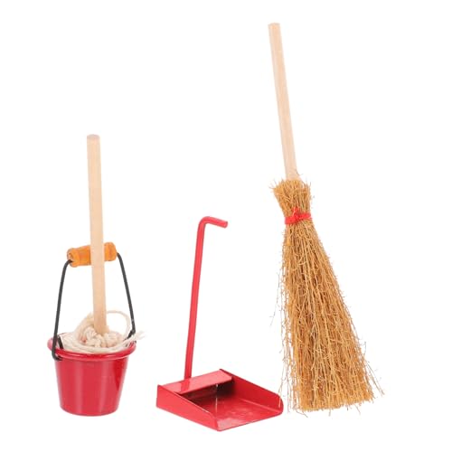 VANZACK Miniatur Puppenhaus Reinigungsset Teilig mit Mop Besen Kehrschaufel und Eimer Lebensechte Mini Möbelmodelle für Puppenhaus Dekoration und Mikro Landschaft Kompakt und Tragbar VANZACK Miniatur Puppenhaus Reinigungsset Teilig mit Mop Besen Kehrschaufel und Eimer Lebensechte Mini Möbelmodelle für Puppenhaus Dekoration und Mikro Landschaft Kompakt und Tragbar von VANZACK