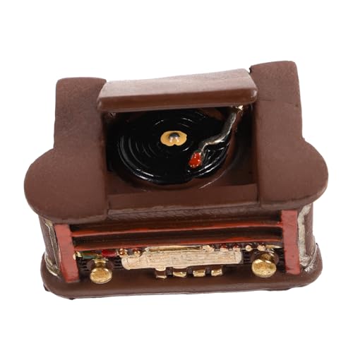 VANZACK Miniatur Retro Plattenspieler aus Resin Miniaturmöbel Puppenhaus Dekoration Handpoliertes Mini Haus Zubehör für Wohnzimmer Schlafzimmer und Fotorequisite Vielseitig Einsetzbar von VANZACK