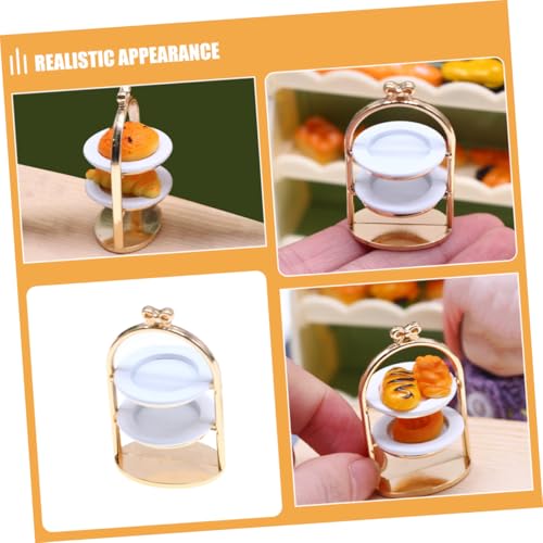 VANZACK Miniatur Stöckiger Metall Cupcake Ständer Dollhouse Cake Holder Stabiles Puppenhaus Display Runder Dessertständer für Mini Kuchen Dekoratives Küchenzubehör Puppenhaus Deko Zubehör von VANZACK