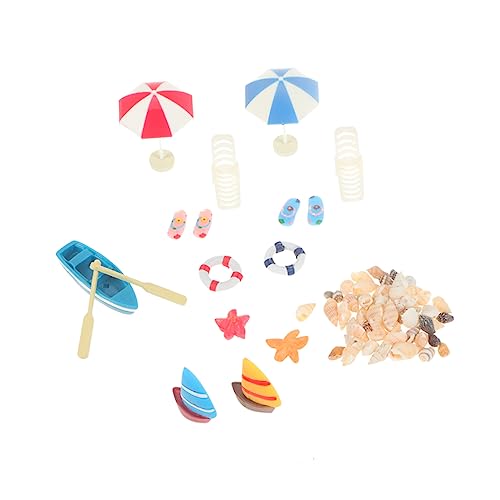 VANZACK Miniatur Strand Zubehör Teilig für Sandkasten Miniaturhaus Dekoration mit Boot Liegestuhl Sonnenschirm Kleine Strand Accessoires von VANZACK