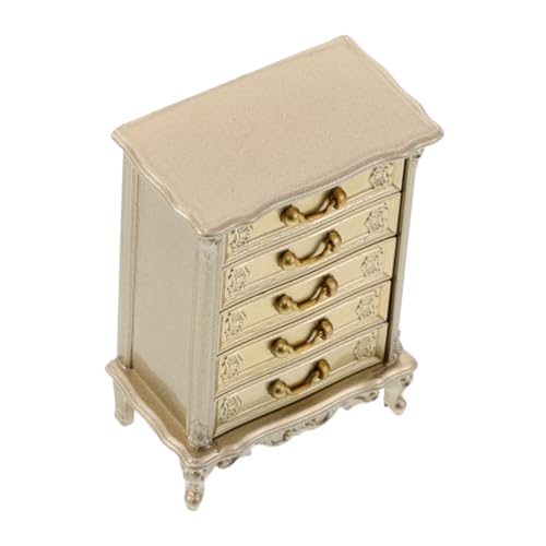 VANZACK Miniaturmöbel Puppenhausmöbel Igurine Kommode Dekor Miniatur Schubladenschrank Puppenhaus Schubladenschrank Mini Dekoschrank Mini Kommode Für Schlafzimmer Silber von VANZACK