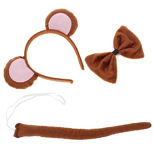 VANZACK Monkey Kostüm mit Stirnband Fliege und Tierohren Cosplay Zubehör für Erwachsene und Braunes Affen Accessoire für Party Halloween und Kostümfest VANZACK Monkey Kostüm mit Stirnband Fliege und Tierohren Cosplay Zubehör für Erwachsene und Braunes Affen Accessoire für Party Halloween und Kostümfest von VANZACK