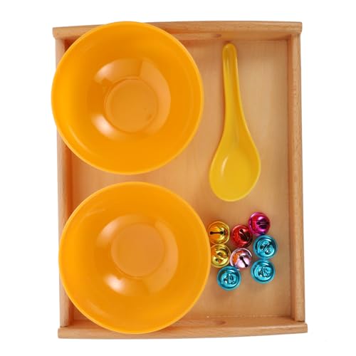 VANZACK Montessori Küchenspielzeug aus Holz mit Bunten Glocken Pädagogisches Schaufelspielzeug für Kleinkinder Fördert Feinmotorik Hand Augen Koordination und Zufällige Farbe von VANZACK
