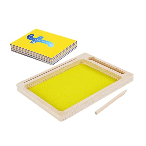 VANZACK Montessori Sandmalbrett Lernspielzeug aus Holz und Papier für Vorschulkinder Pädagogisches DIY Schreib und Malset Buchstaben und Zahlenbildung Kreatives Sandkunst für Frühkindliche von VANZACK