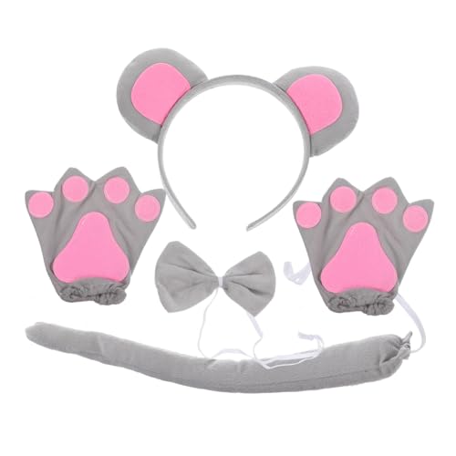 VANZACK Niedliches Mäuse Kostüm Set mit Grauem Ohren Haarreif Handschuhen und Schleife Party Headband für Erwachsene für Karneval Geburtstag und Cosplay Events VANZACK Niedliches Mäuse Kostüm Set mit Grauem Ohren Haarreif Handschuhen und Schleife Party Headband für Erwachsene für Karneval Geburtstag und Cosplay Events von VANZACK